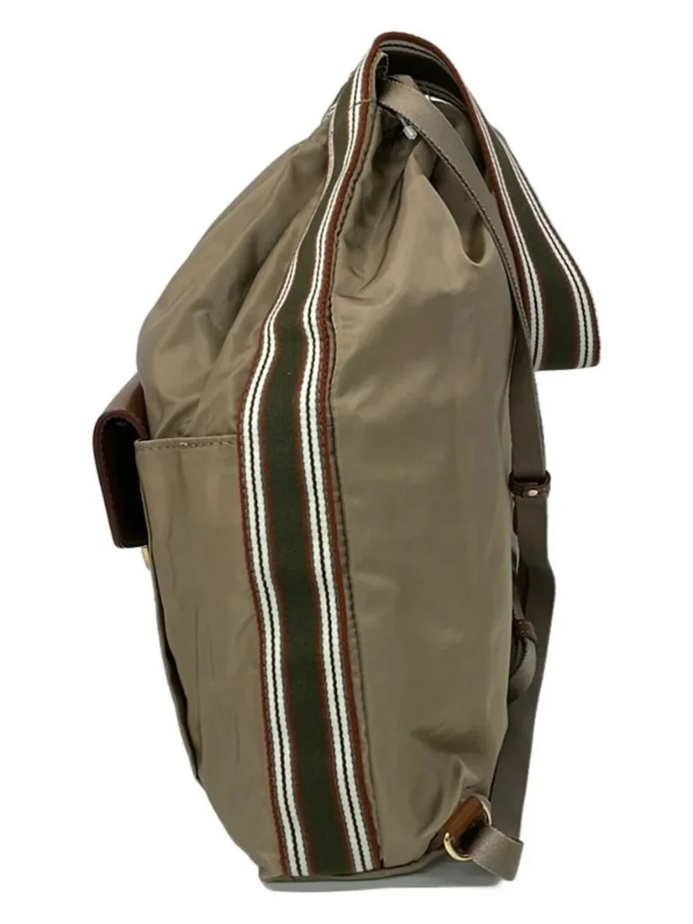 HerSchedule Beige Dark Brown Multi Nylon Leather Backpack